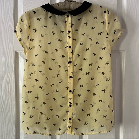Zara Yellow Dog Print Women’s Blouse - Size M - Picture 3 of 4